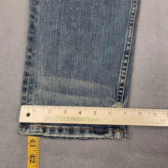 Loewe Jeans Mens Selvedge Blue Medium Wash Distressed Slim Tapered Fits 36x27